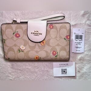 Coach Tech Wallet In Signature Canvas With Nostalgic Ditsy Print